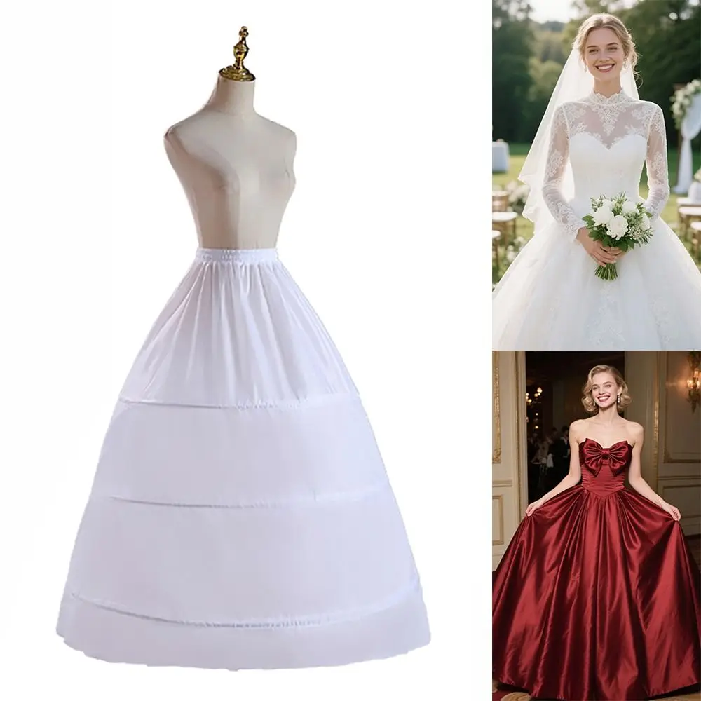 Women's 3-Hoops Petticoat Crinoline Underskirt for Wedding Ball Gown Tutu Tulle Slips Skirt