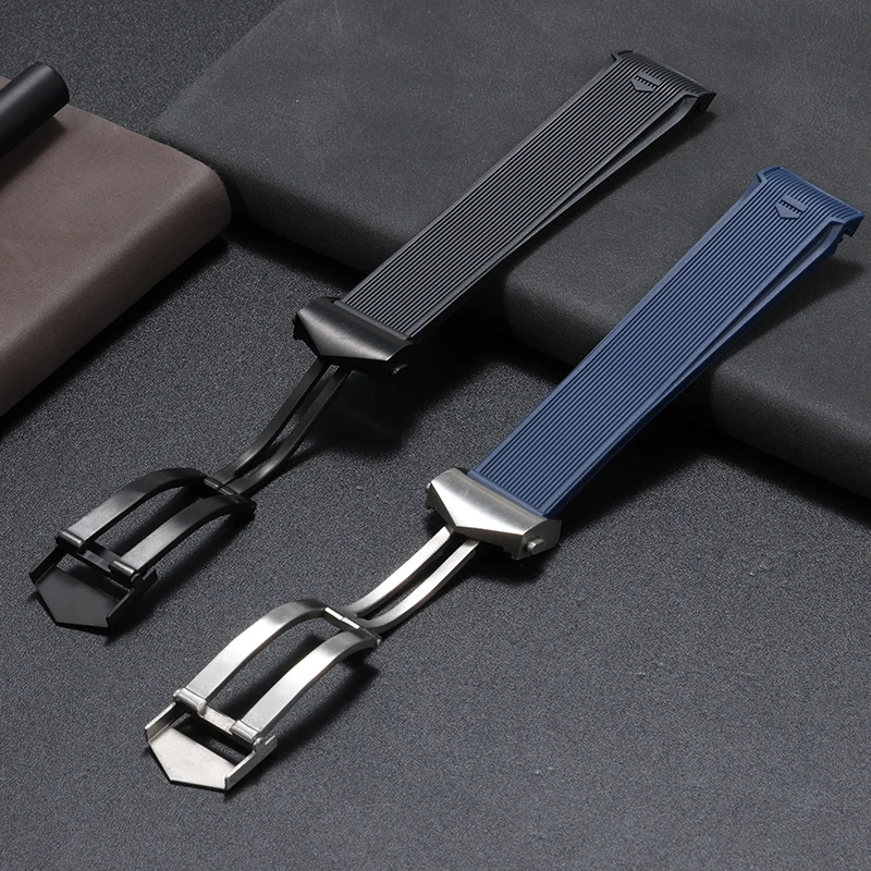 BRETA22 * 18MM correa de silicona con boca de arco para HEUER AQUARACER WAY101A/WAY108A negro azul accesorios de correa de reloj de goma para buceo para hombres