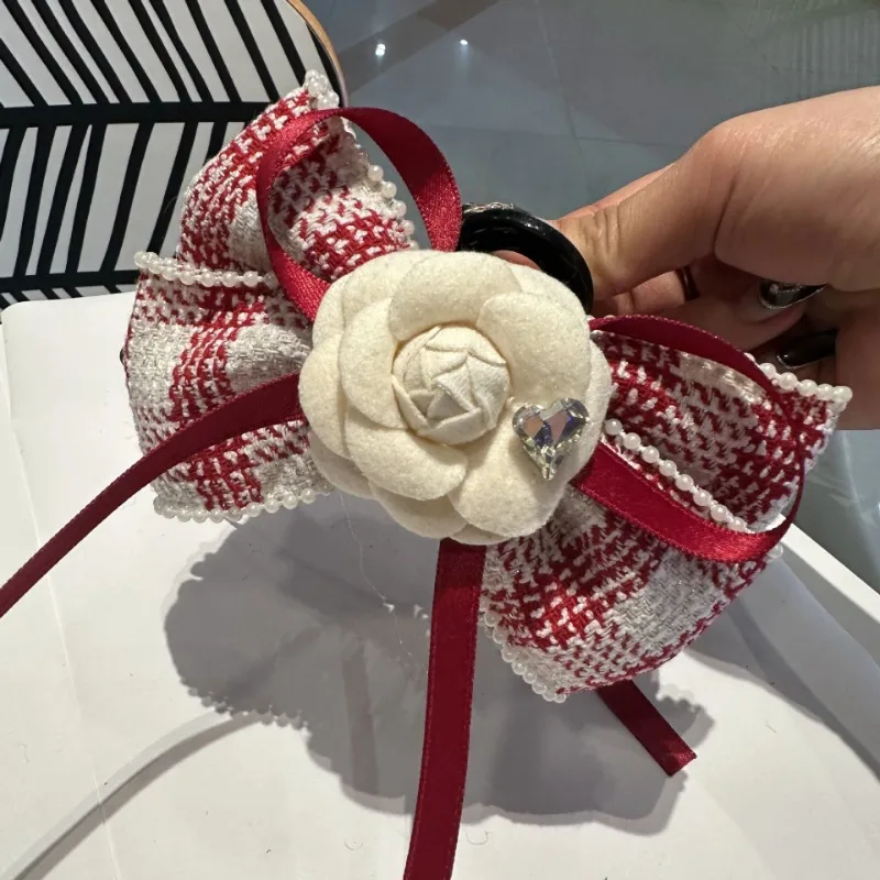 

Korean French Camellia Flower Hair Claw Fabric Bow Shark Clip Elegant Hairpins Headpiece Hair Accessories for Women Girls