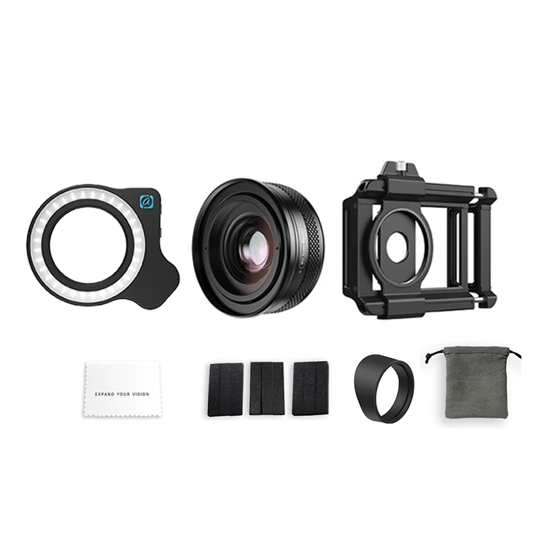 

ZM100MM Lens Zoom Macro 20X Lens Telephoto Macro Magnifier +Macro Lens Fill Light 3 Colors 5 Levels 2700K-6500K For Phone