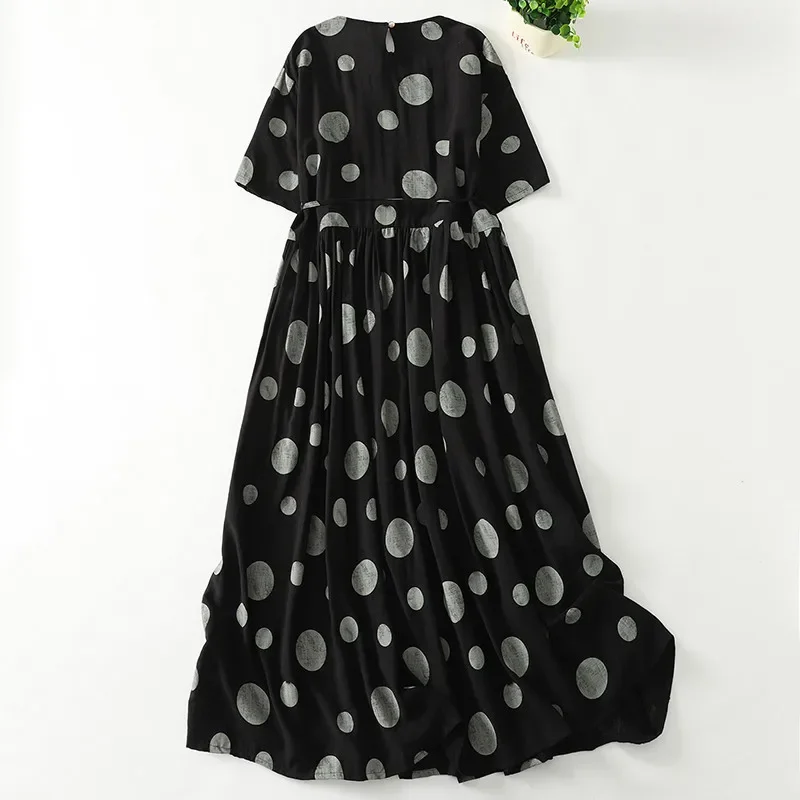 水玉模様の女性用ロングドレス,レースアップ,スリム,空中ブランコ,ラージスイング,ヴィンテージファッション,新しい夏のコレクション2020