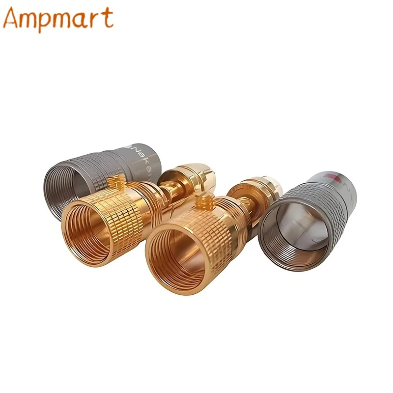 High End Pure Copper Gold Plated Solderless RCA Plug Audio Signal Connector For HIFI Amplifier Cable Wiring view 3