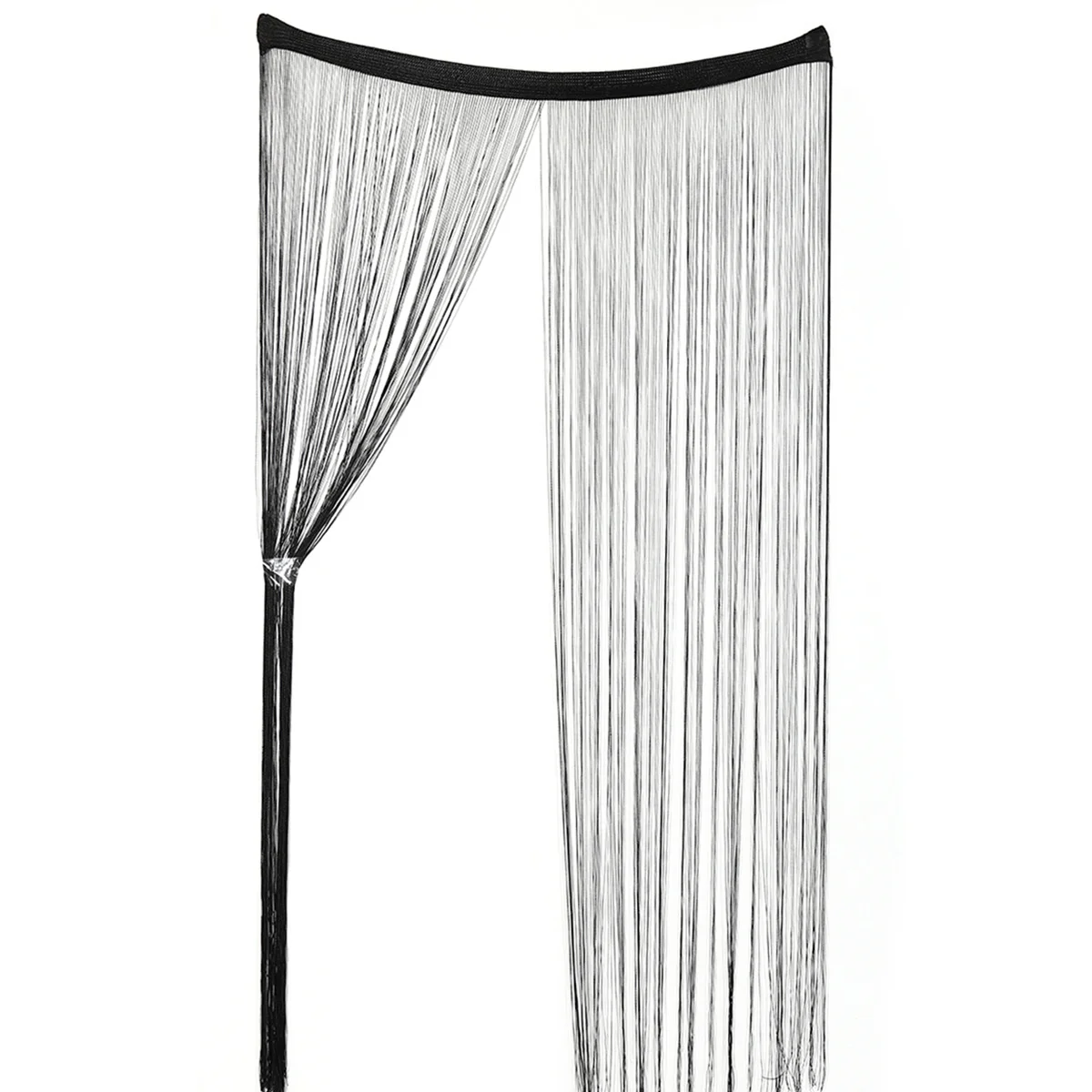 

Black Rod Type Line String Tassel Curtain Polyester Fiber Door Window Room Divider Decorative Curtain for Party Wedding