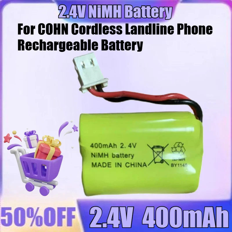 

400mAh 2.4V NiMH Battery for COHN Cordless Landline Phone Rechargeable Battery Pack 2.4V 400mAh NI-MH High Quality Battery