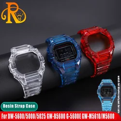 Men Resin Strap Case For Casio g-shock DW-5600/5000/5025 GW-B5600 G-5600E GW-M5610/M5600 Silicone Watchband Transparent Bracelet