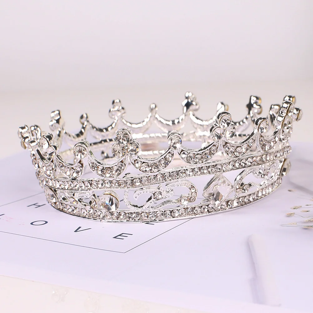 

Luxury Alloy Rhinestone Crystal Crown Bridal Headband Silver Wedding Accessories Royal Tiara Brides Prom Pageant Party Event