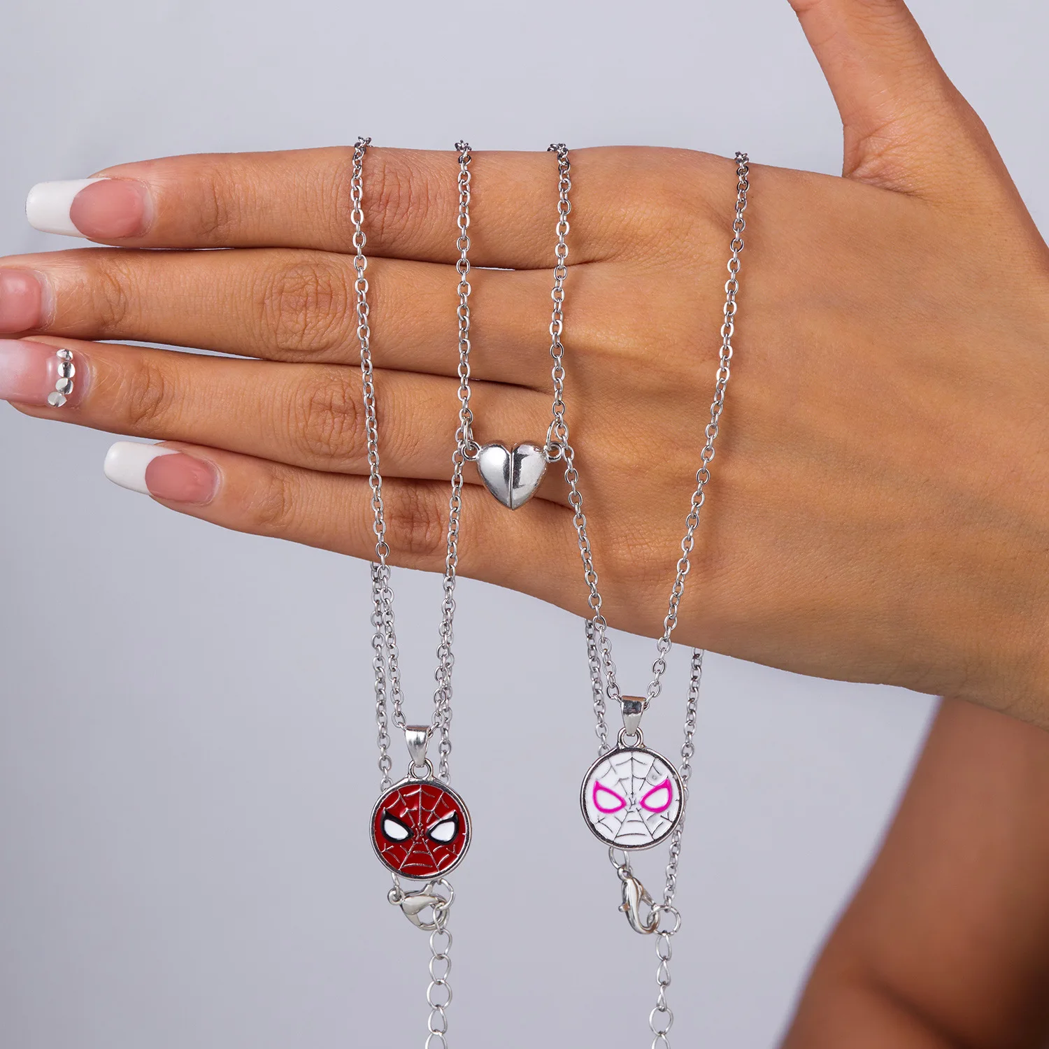 

Marvel Movie Spider-Man Spider-Gwen Magnetic Necklaces Women Anime Figure Fashion Jewelry Accessories for Couples Necklace Gifts