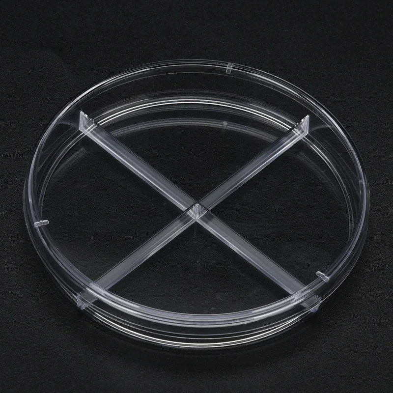 10pcs/lot 90mm Laboratory analysis Disposable Sterile Plastic Polystyrene Petri Dishs 4 well