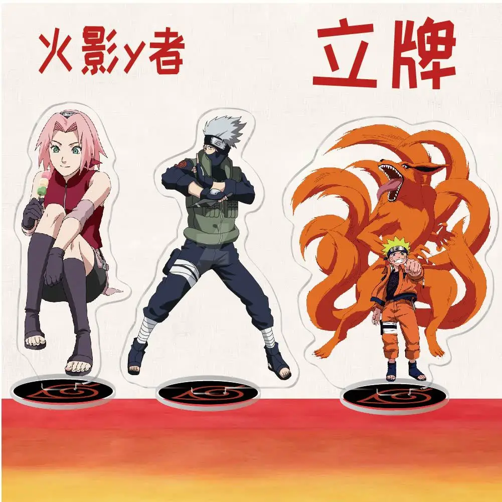 Anime NARUTO Acrylic Stand Kakashi Sasuke Sakura Figures Miniatures Animation Figurines Garage Kits Model Toys Ornaments Decor