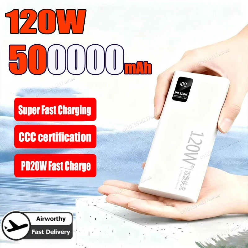 

120 Вт Power Bank высокой емкости 50000 мАч Powerbank с быстрой зарядкой Портативное зарядное устройство для iPhone Samsung Huawei