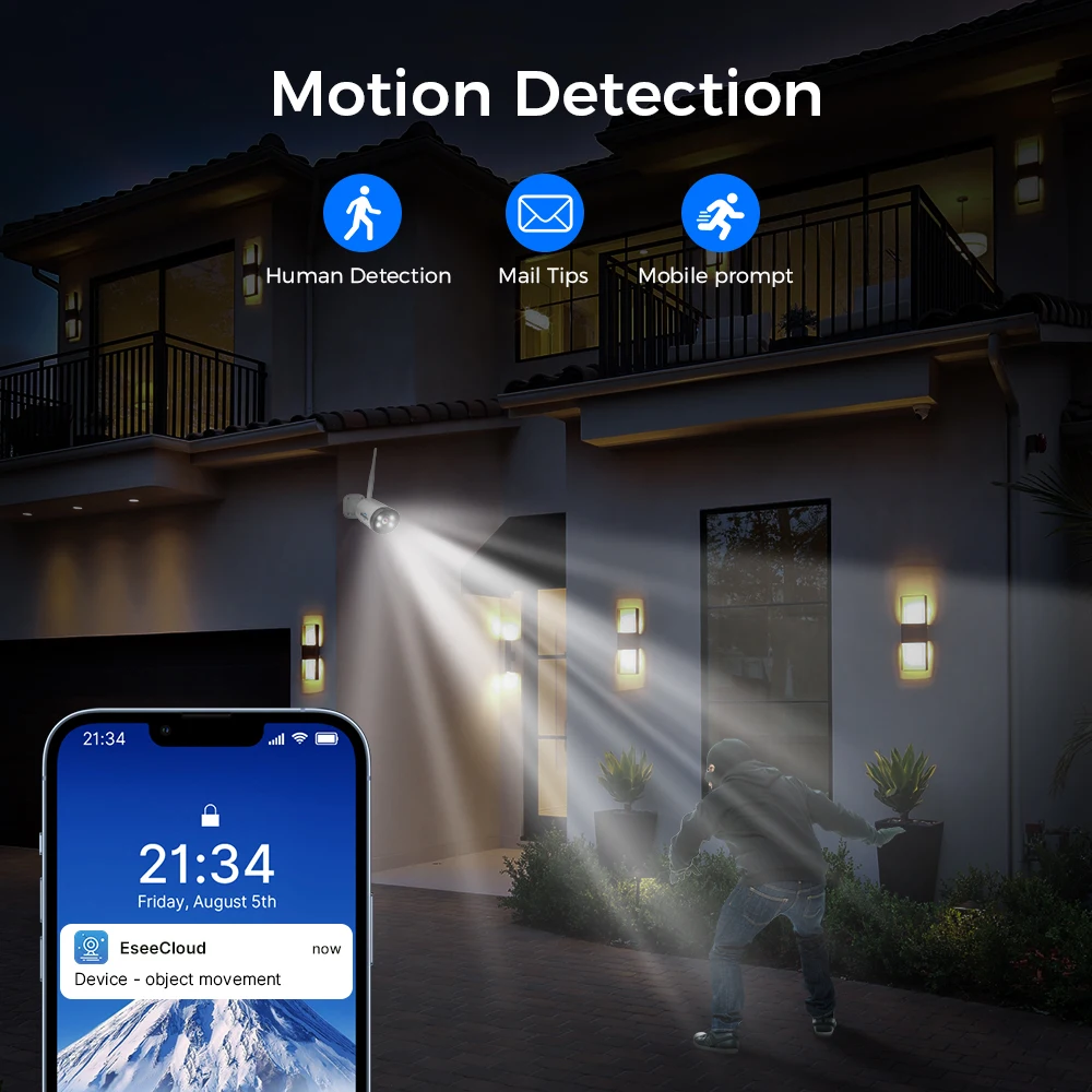 Hiseeu H.265+ 16-канальный NVR 3-мегапиксельная Wi-Fi система видеонаблюдения Комплект обнаружения человека ИК ночного видения P2P Открытый беспроводной IP-камеры Комплект наблюдения