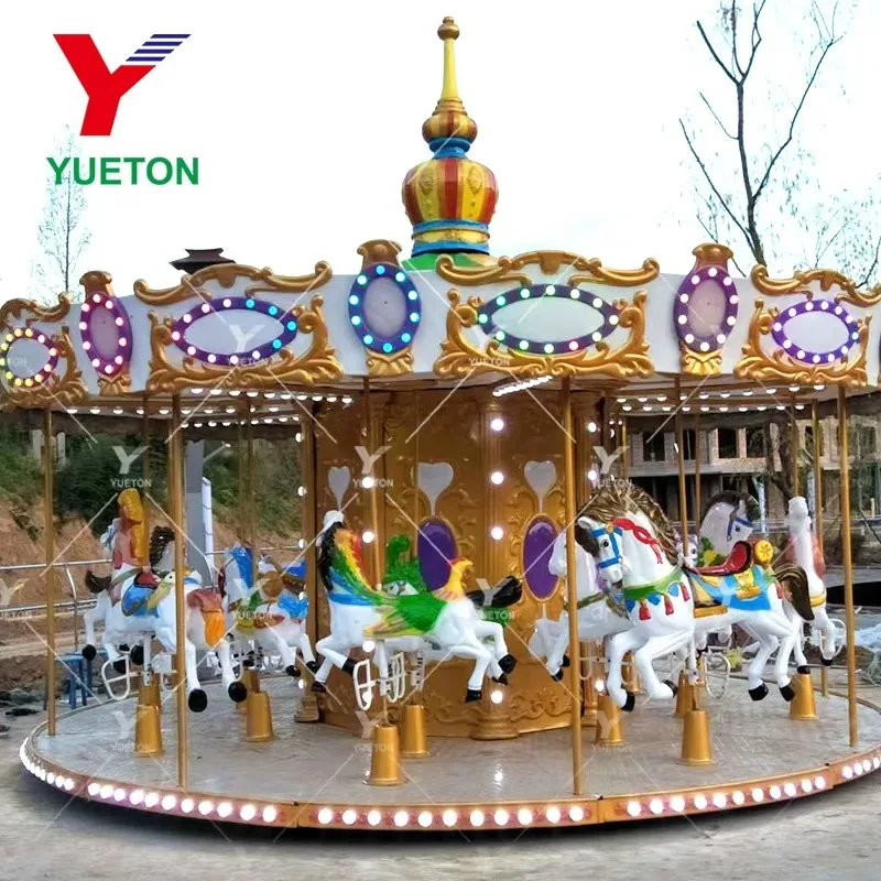 Parque de atracciones Kermis Draaimolen Mini carrusel de caballo de fibra de vidrio Te Koop Parque Diversiones Merry Go Round Kiddie Rides carrusel