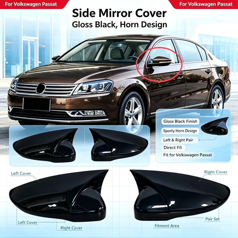 for 11-16 Volkswagen Magotan horn rearview mirror cover reversing mirror housing reflector modification decorative cover