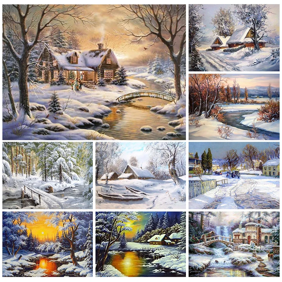 

5D Snow Scene Diamond Painting Scenery Diamond Embroidery Cross Stitch Rhinestones DIY Full Square Round Drill Crafts Home Decor