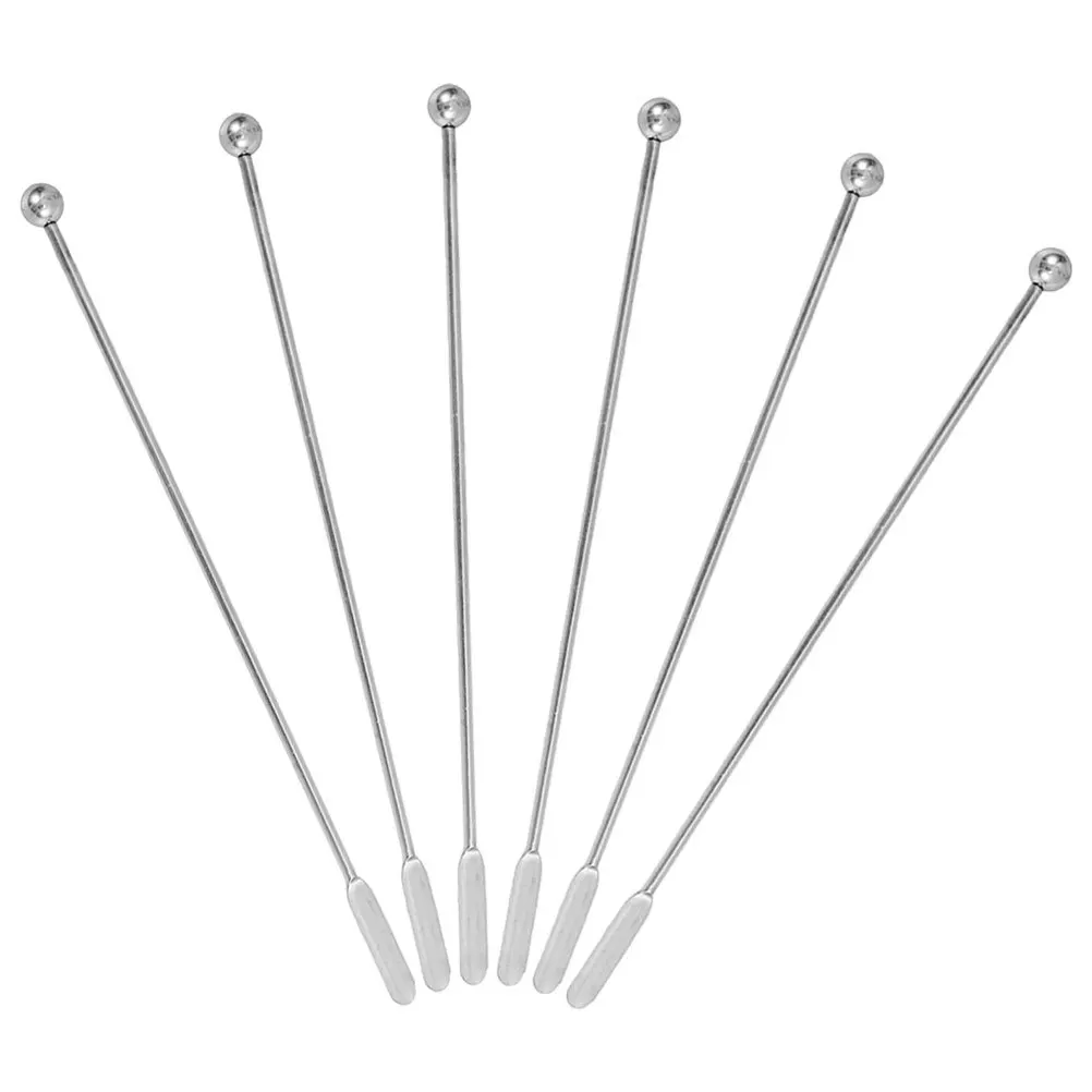 

6Pcs Stainless Steel Cocktail Stirrer Reusable Metal Coffee Swizzle Sticks for Beverage Mixing Drink Rods Bar Accessories