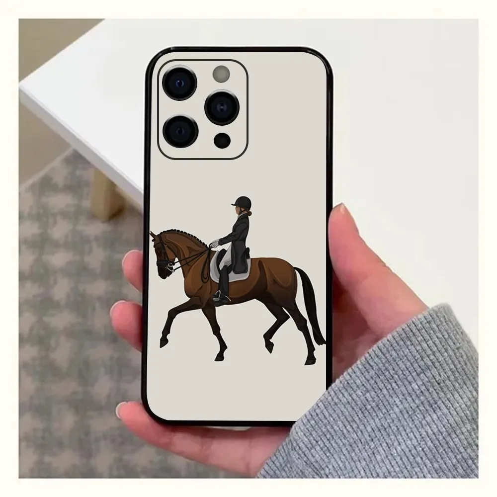 Competition Equestrian Horse Phone Case For Apple iPhone 15,14,13,12,11,Pro,X,XS,Max,XR,Plus,Mini Soft Black Cover