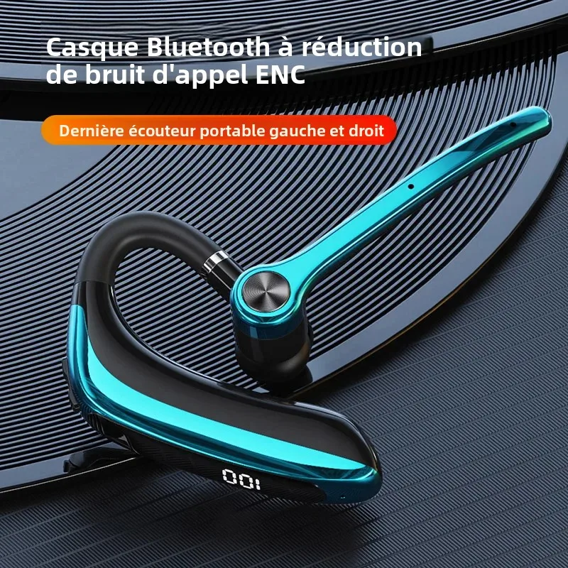 Écouteurs sans fil Bluetooth avec double microphone, suppression du bruit ENC, kit mains libres pour affaires et conduite