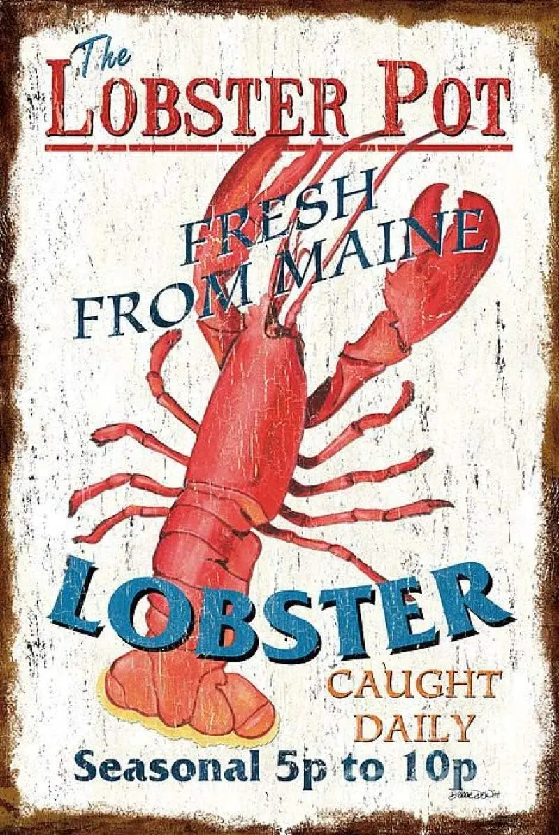 New Vintage Retro Metal Tin Sign The Lobster Pot Fresh from Maine Lobster Home Garage Bar Club Hotel Wall Decor Signs