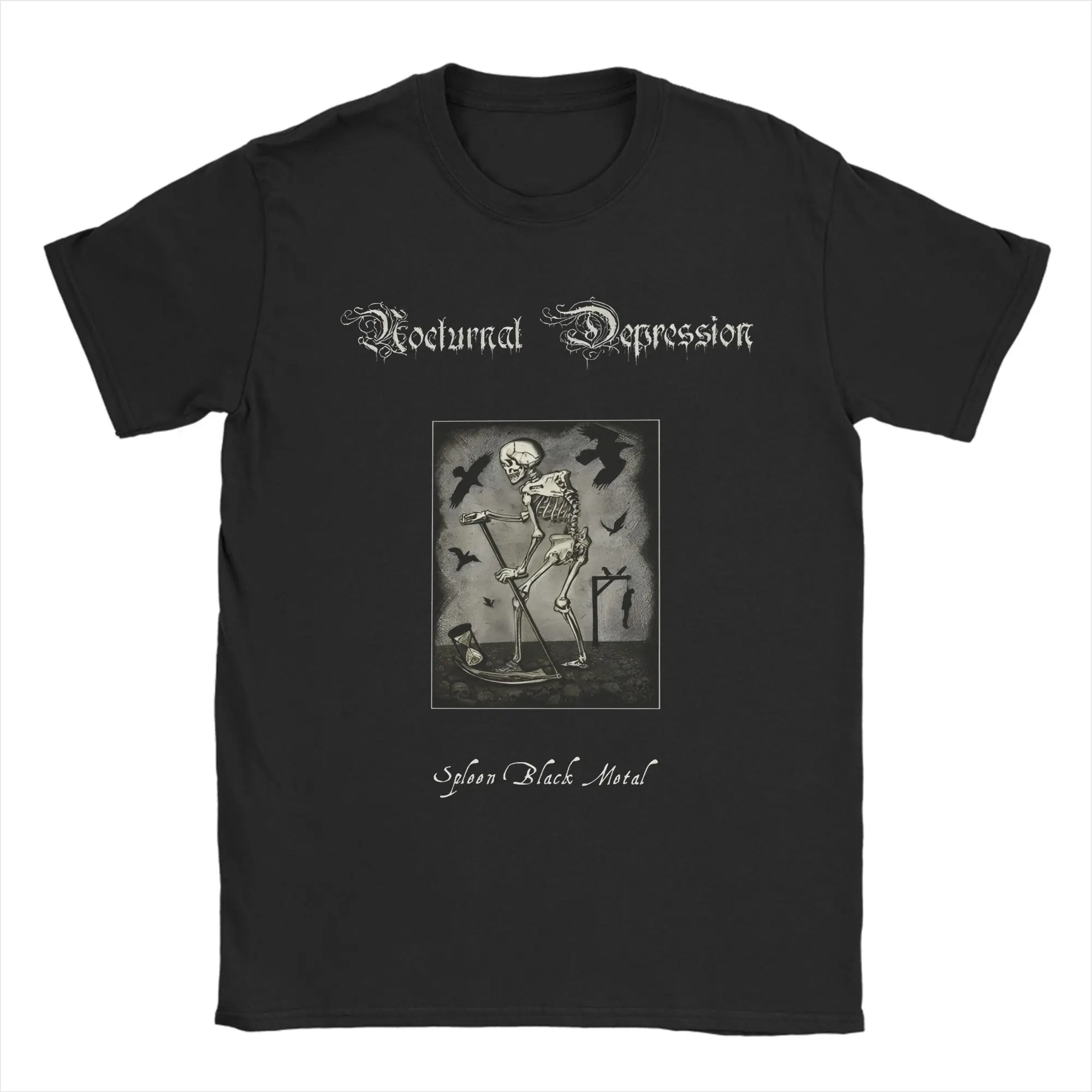 

NOCTURNAL DEPRESSION Band T Shirt Men's Pure Cotton Awesome T-Shirts Round Collar Tees Short Sleeve Tops Plus Size