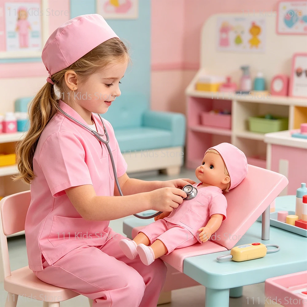 Doctor Nurse Summer Uniform Costume Kids Science Cosplay Clothes Girls Boys Hospital Pet Doctor Scrub Medic Three Pieces Sets