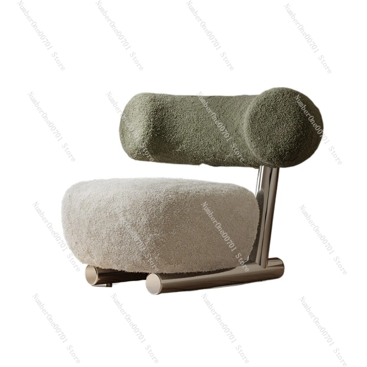 

Single sofa creative lamb wool modern simple Internet celebrity cream wind single chair