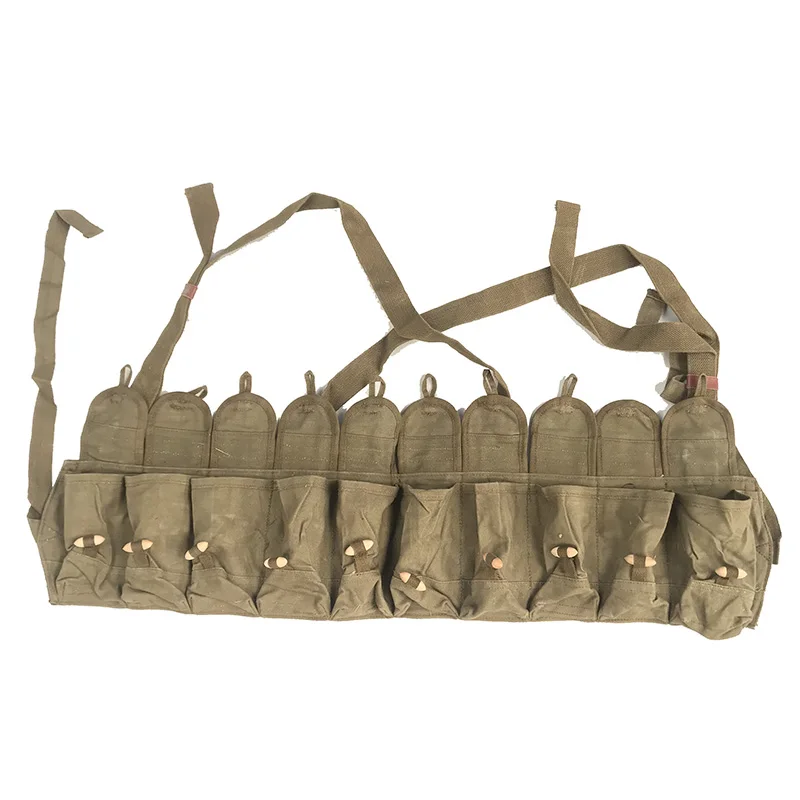 . ORIGINAL SURPLUS 1963'S ERA.CHINESE PLA SKS AMMO CHEST RIG POUCHE Military COLLECTION