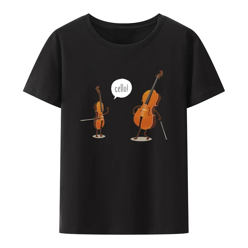 Cello Graphic Printed T-Shirt Funny Tee Short-sleev Koszulki Clothes Men Clothing Street Fashion Camiseta Hombre Camisetas Tops