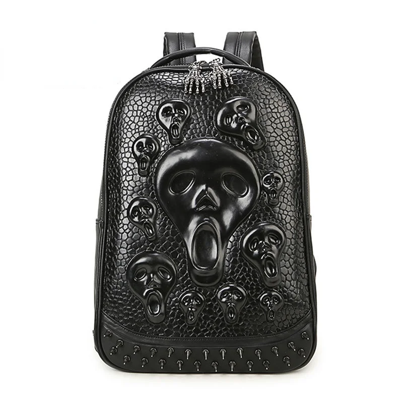 Laptop Computer The Nightmare Befor Christmas Embossed Punk Backpack Halloween Skull Travel Bag Waterproof Computer Bag Student