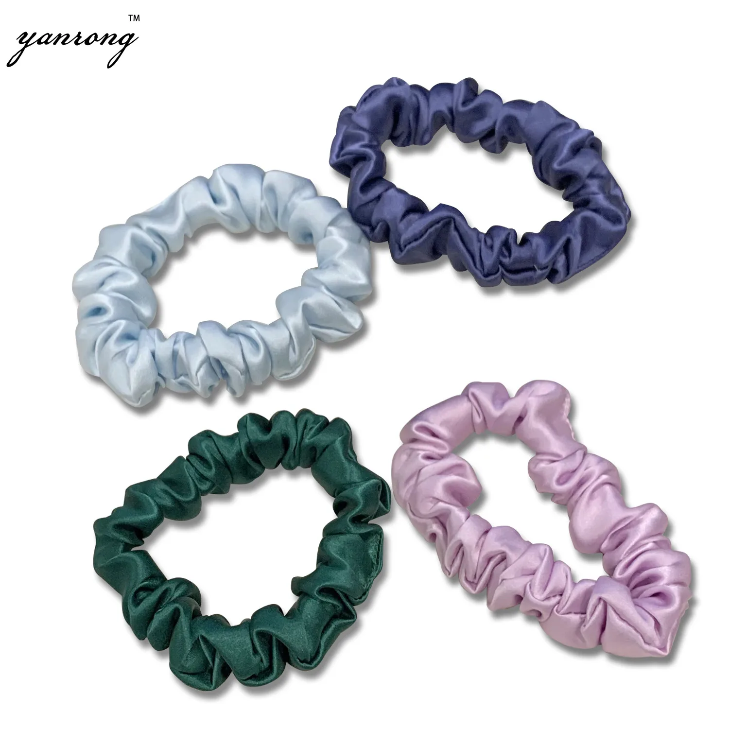 YANRONG  2CM Thick Solid Color Women Hair Scrunchies (22Momme) Length 9.5 CM