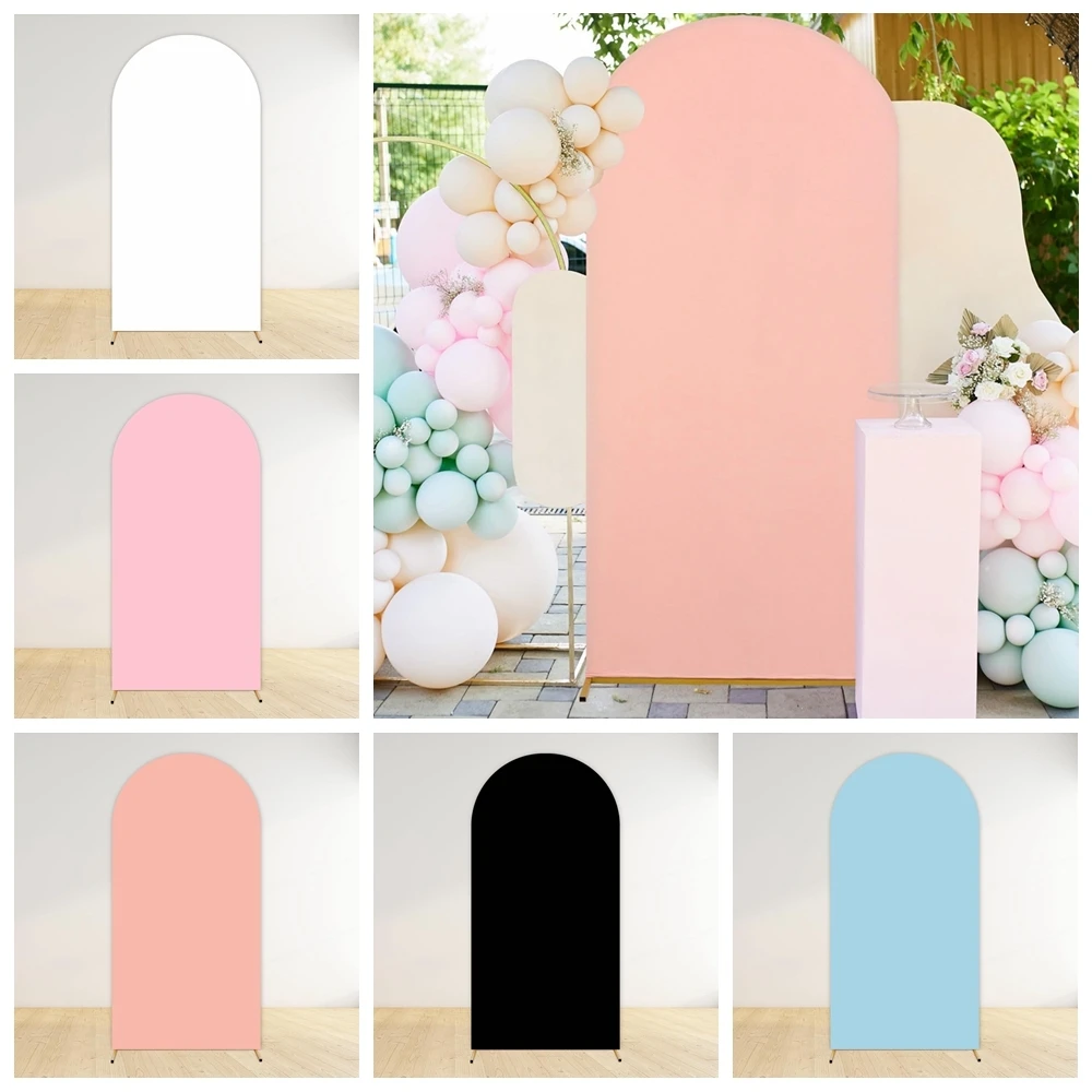 Pink Arch Backdrop Cover White Solid Color Birthday Party Baby Shower Wedding Arch Stand Decor Double Side Photography Backgroud