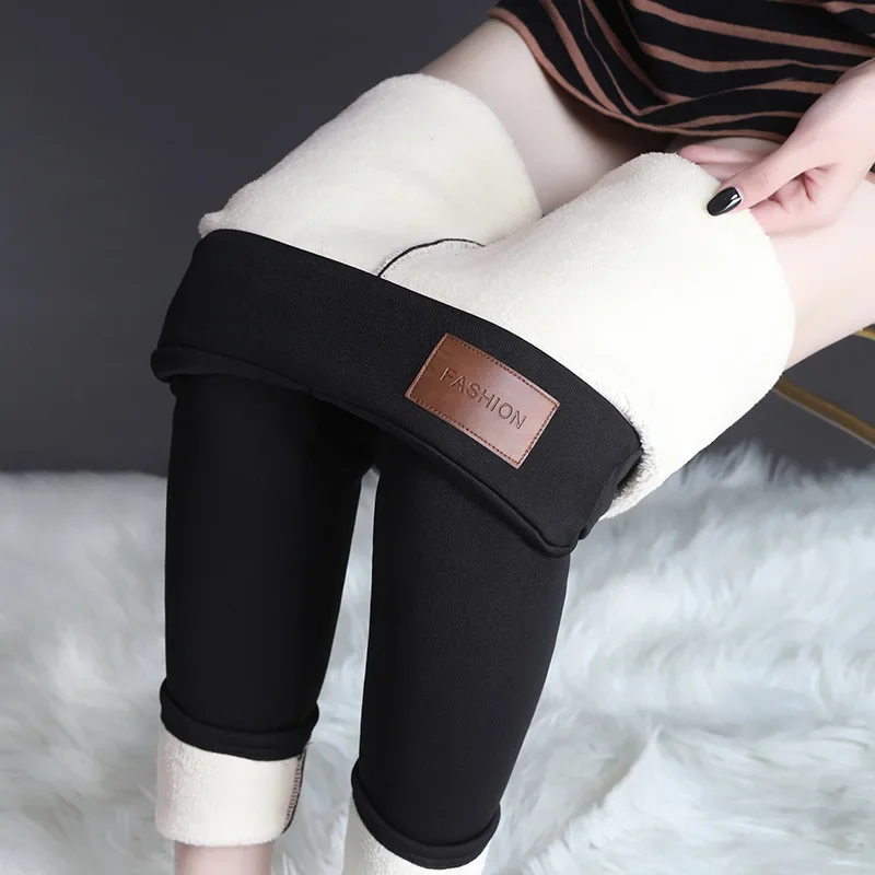 Women Winter Warm Velvet Thick Leggings High Elastic Comfortable Solid Color Tight High Waist Pants Fashion Slim Streetwear