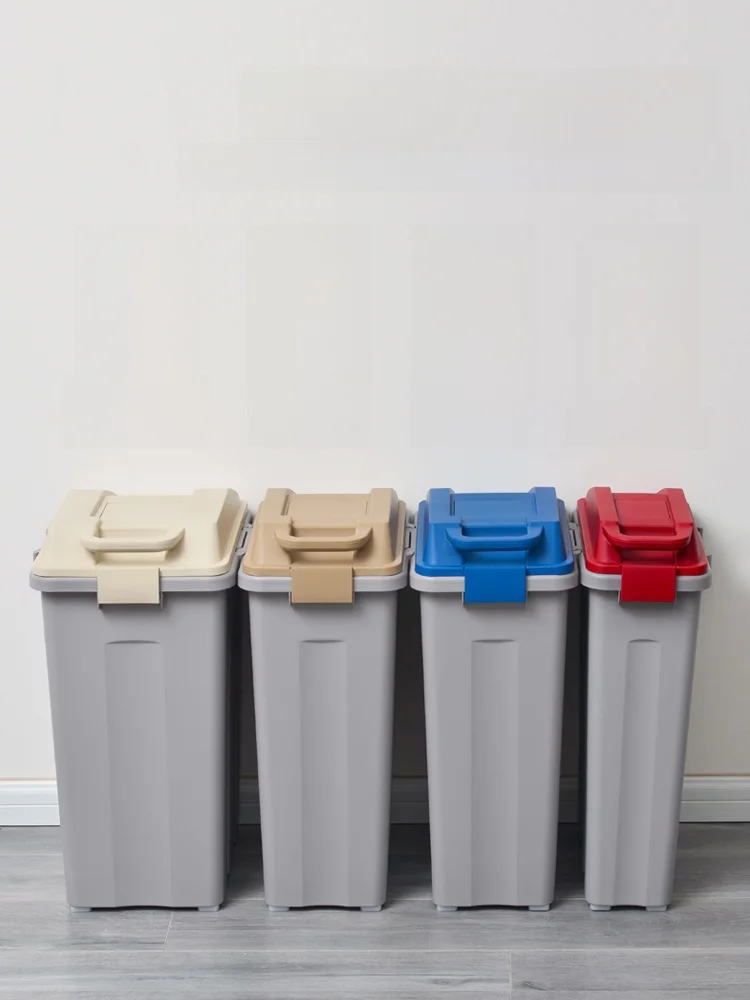 

Large Outdoor Kitchen Waste Bin Separation Covered Tra Can for School Office Hotel Corridor Plastic Storage Cans