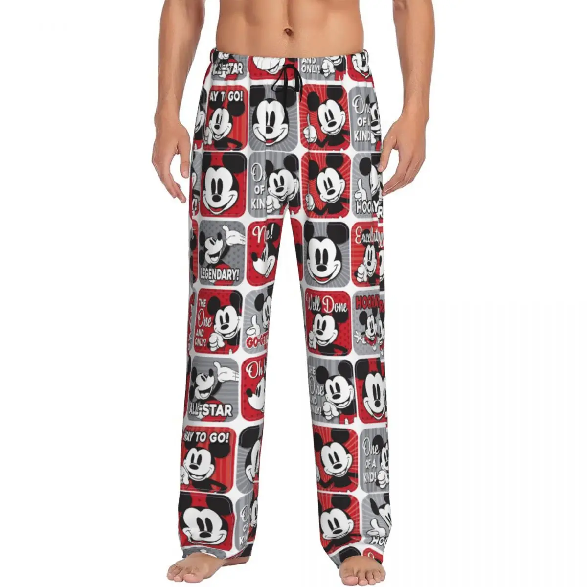 

Мужские пижамные штаны с Микки Маусом на заказ, эластичные штаны для сна с карманами