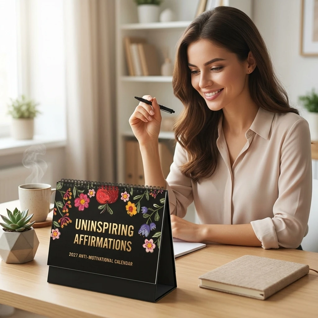 Elegant Desk Calendar 2027 Inspirational Daily Quotes for Office Women's Gift Coated Paper Planner Study Room Organizer