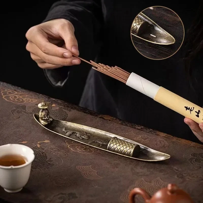 Creative Incense Holder Aromatherapy Ornament Incense Holder Boat Old Men Fishing Japanese Style Incense Stick Burner Home Decor