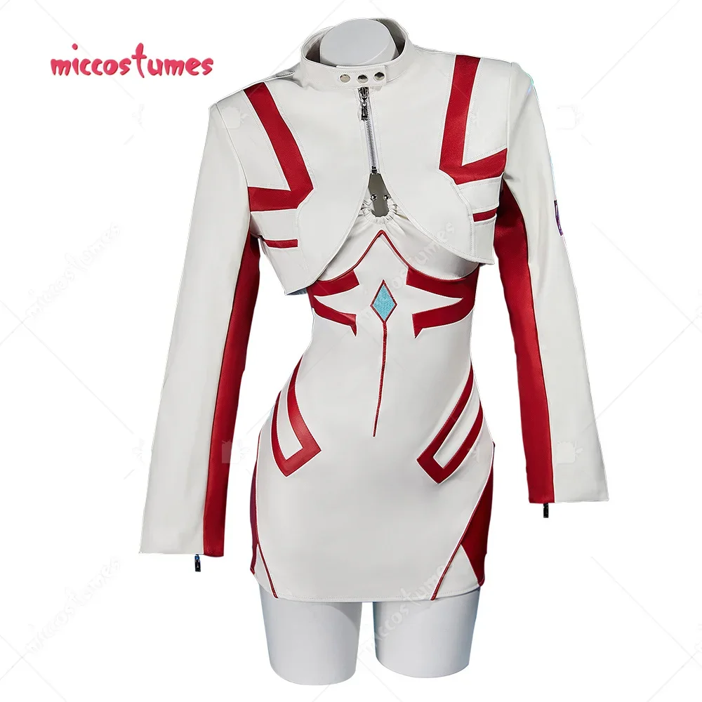 

In Stock COSPLAY.FM Women's Casual Outfit White Red Short Dress and Jacket with Mesh Top Set Cosplay Costume