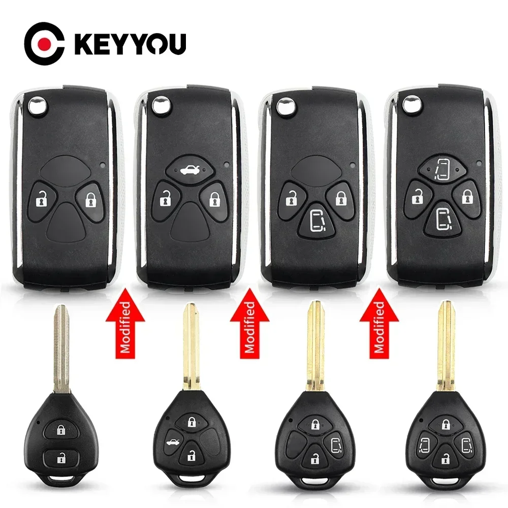 

KEYYOU 10pcs Upgrade 2/3/4 Button Car Key Shell Case For Toyota Camry 2007 2008 2009 2010 Avalon Corolla Matrix RAV4 Venza Yaris