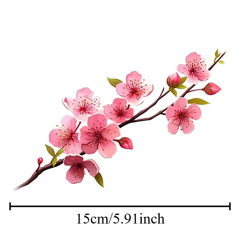Pink Cherry Blossom Vinyl Sticker, Scratch Resistant Decal For Car Trunk Fuel Cap Windshield Decor