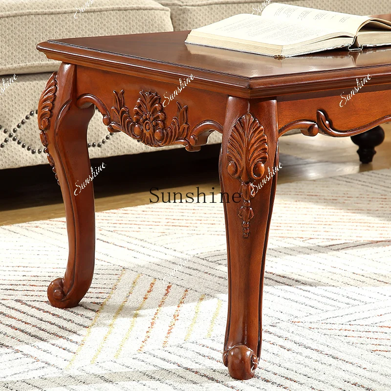 American solid wood coffee table small apartment size 1.2 meters retro coffee table simple and modernP