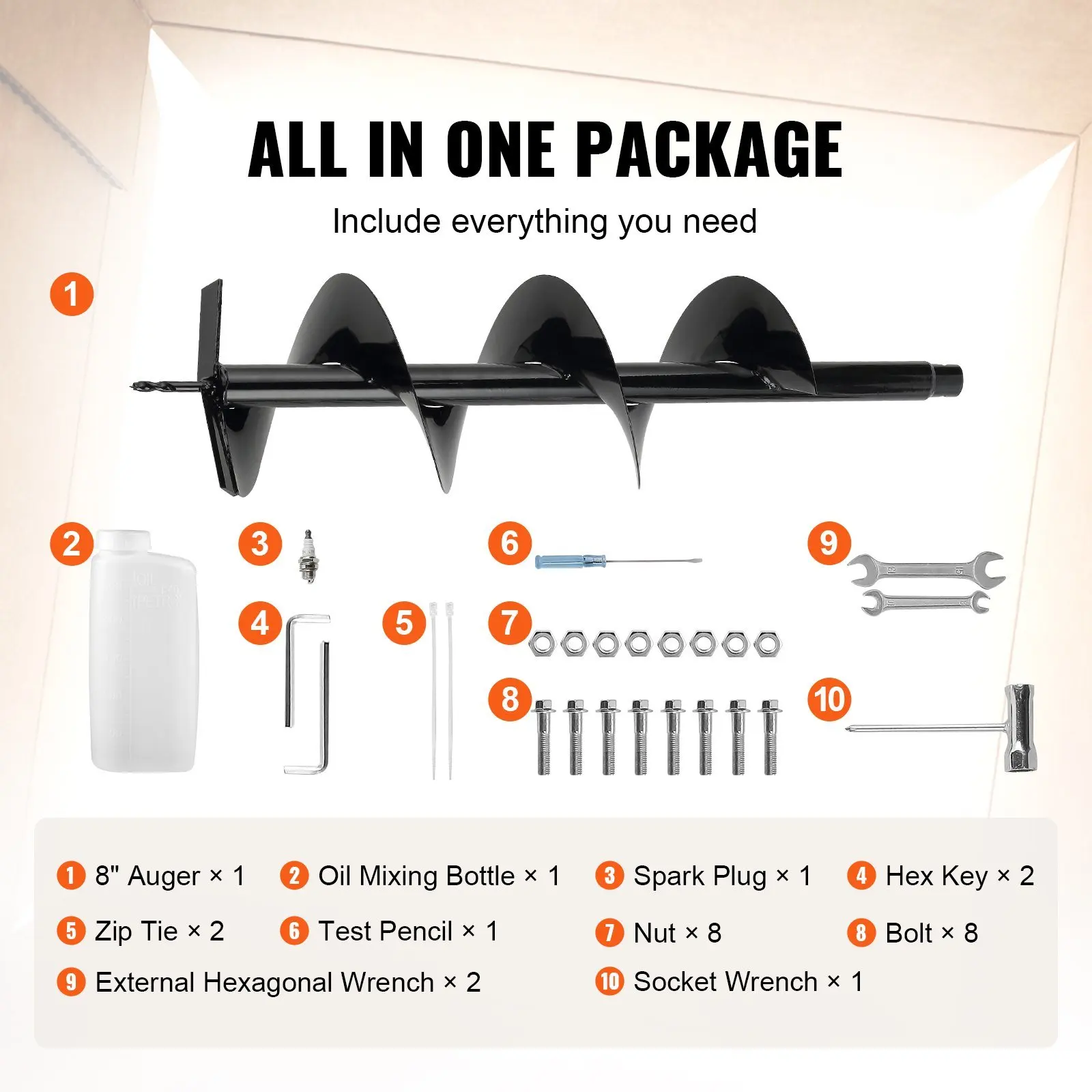 Post Hole Digger, 43cc 1250W Auger Post Hole digger, Gas Powered Earth Digger with 8