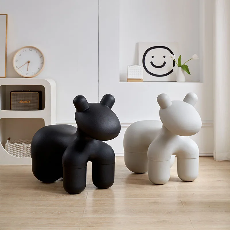 Taburete con personalidad de modelado de animales de dibujos animados para niños, silla de Pony, Ideas para sala de estar, asientos de ocio, sillas