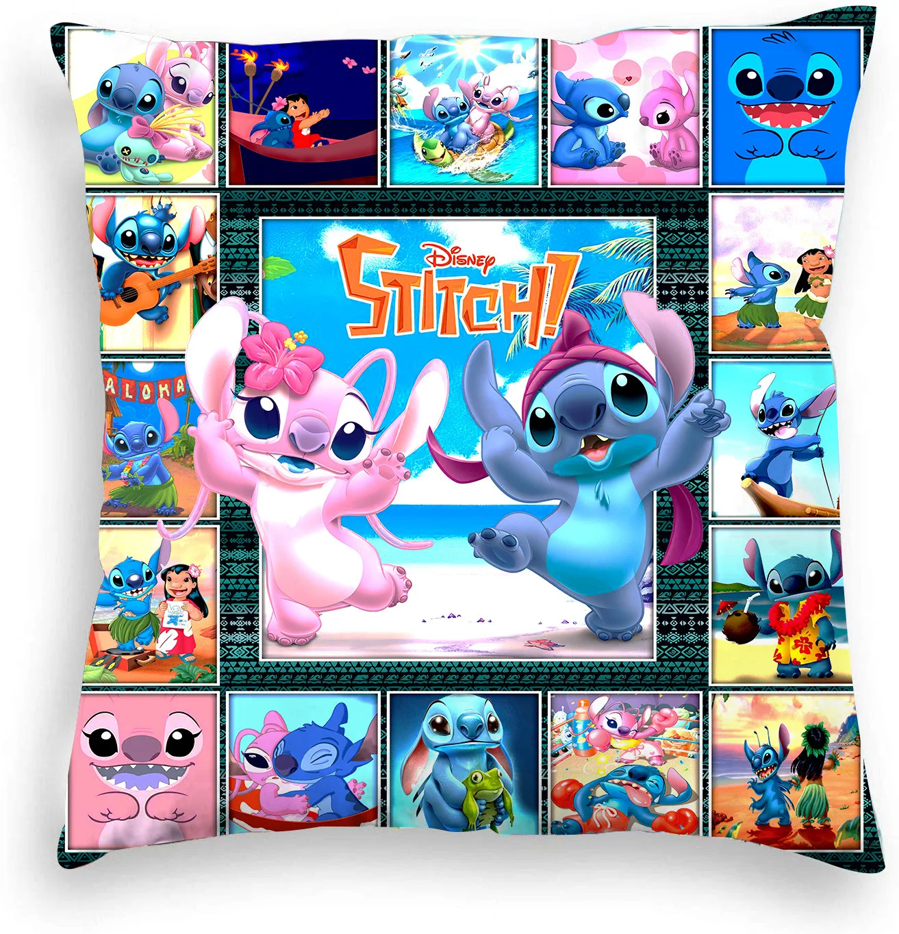 Disney Lilo & Stitch Cushion Cover Pillow Cartoon Stitch Cushion Cover Pillowcase for Home Sofa Pillowcover Home Decoration Gift