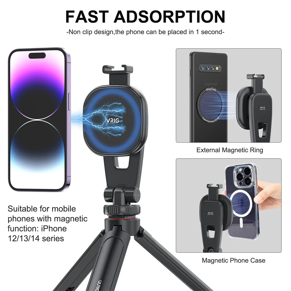 New Magnetic Tripod Selfie Stick Phone Tripod Mount for Iphone 15 14 13 12 Pro Samsung Smartphone for Magsafe All Phones Case