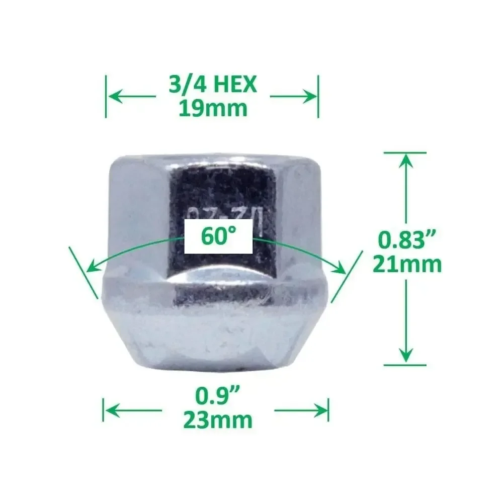 1 peça porca de roda com protuberância de bolota aberta m12x1.5 hex 19mm de espessura 21mm