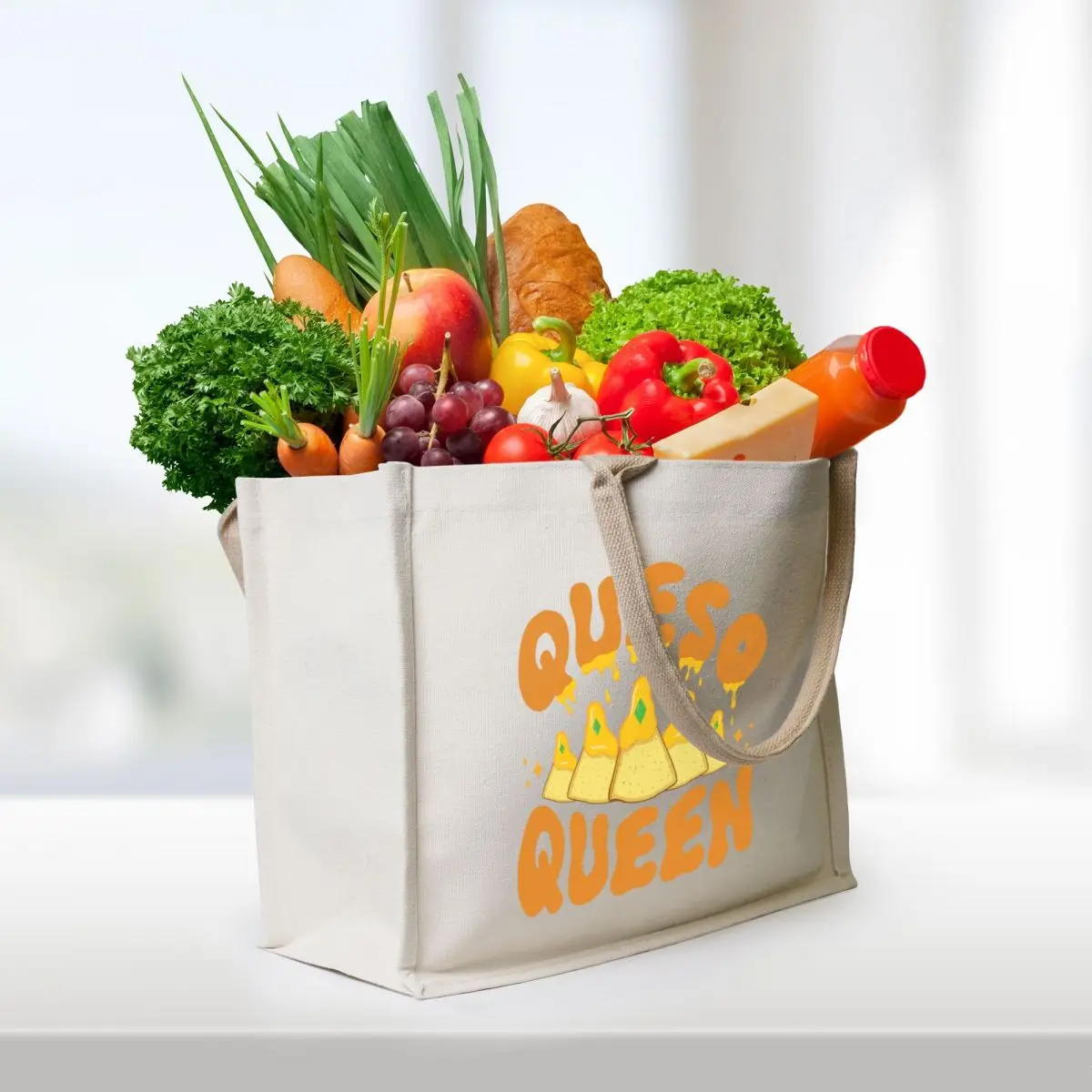 حقيبة Queso Queen Tote حقائب كبيرة الحجم قابلة للطي وقابلة لإعادة الاستخدام حقيبة سيدة