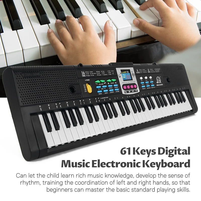 Quality MQ 61 Keys Electronic Piano Digital Music Electronic Keyboard Musical Instrument Gift with Microphone for Kids Beginners