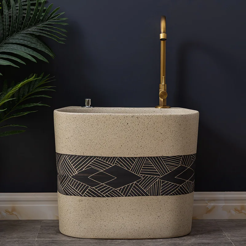 

Household bathroom mop pool balcony Chinese courtyard ceramic wash basin 8