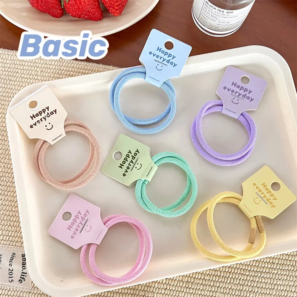 4Pcs New Candy Color Card-Mounted Hair Rope For Girls Hgh Elastic Rope Versatile Hair Ring Headwear