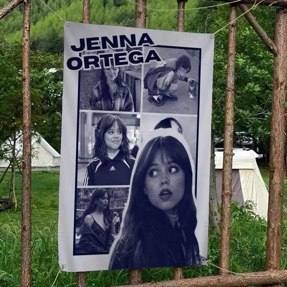 Actor J-Jenna O-Ortega Creative Pattern Hanging Flag Polyester Printed Banner Hand Pulled Flag