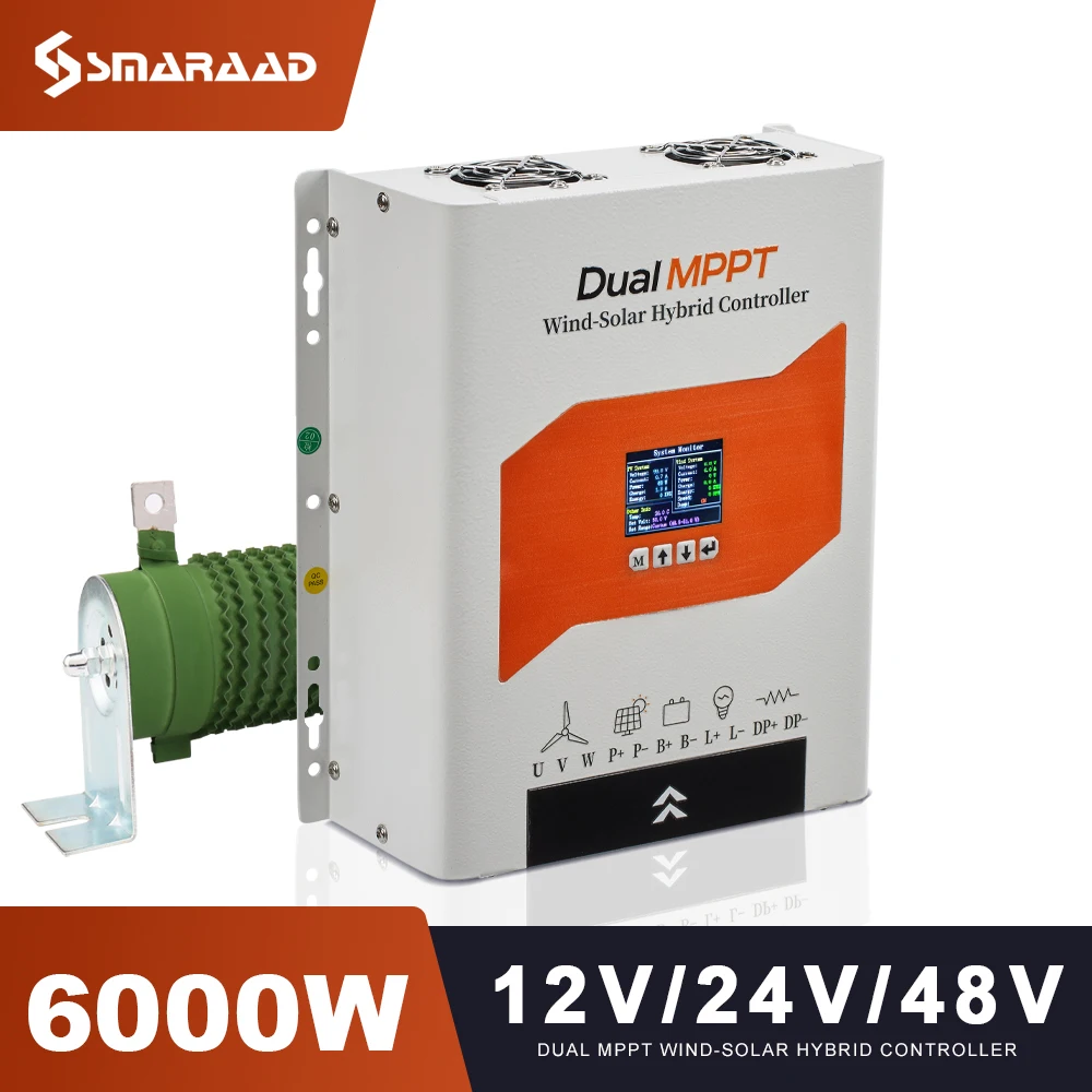 

6000W Dual MPPT Hybrid Controller Super Boost Charging 12V 24V 48V With Dump Truck For Regulating Wind Turbine